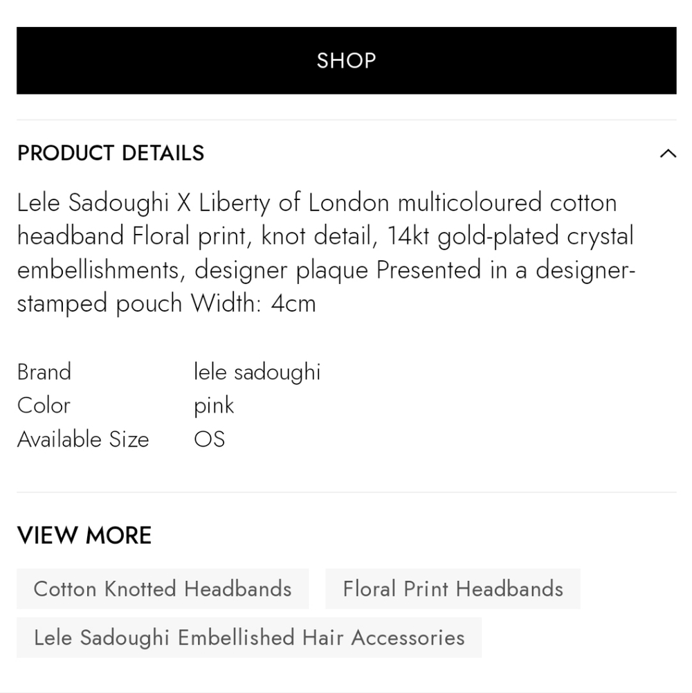 LELE SADOUGHI X LIBERTY  OF LONDON CLEMENTINA EMBELISHED COTTON HEADBAND - Picture 3 of 15